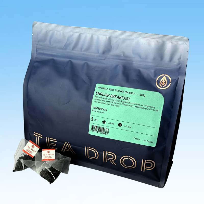 English Breakfast Tea - Tea Drop 100's single cup tea bags