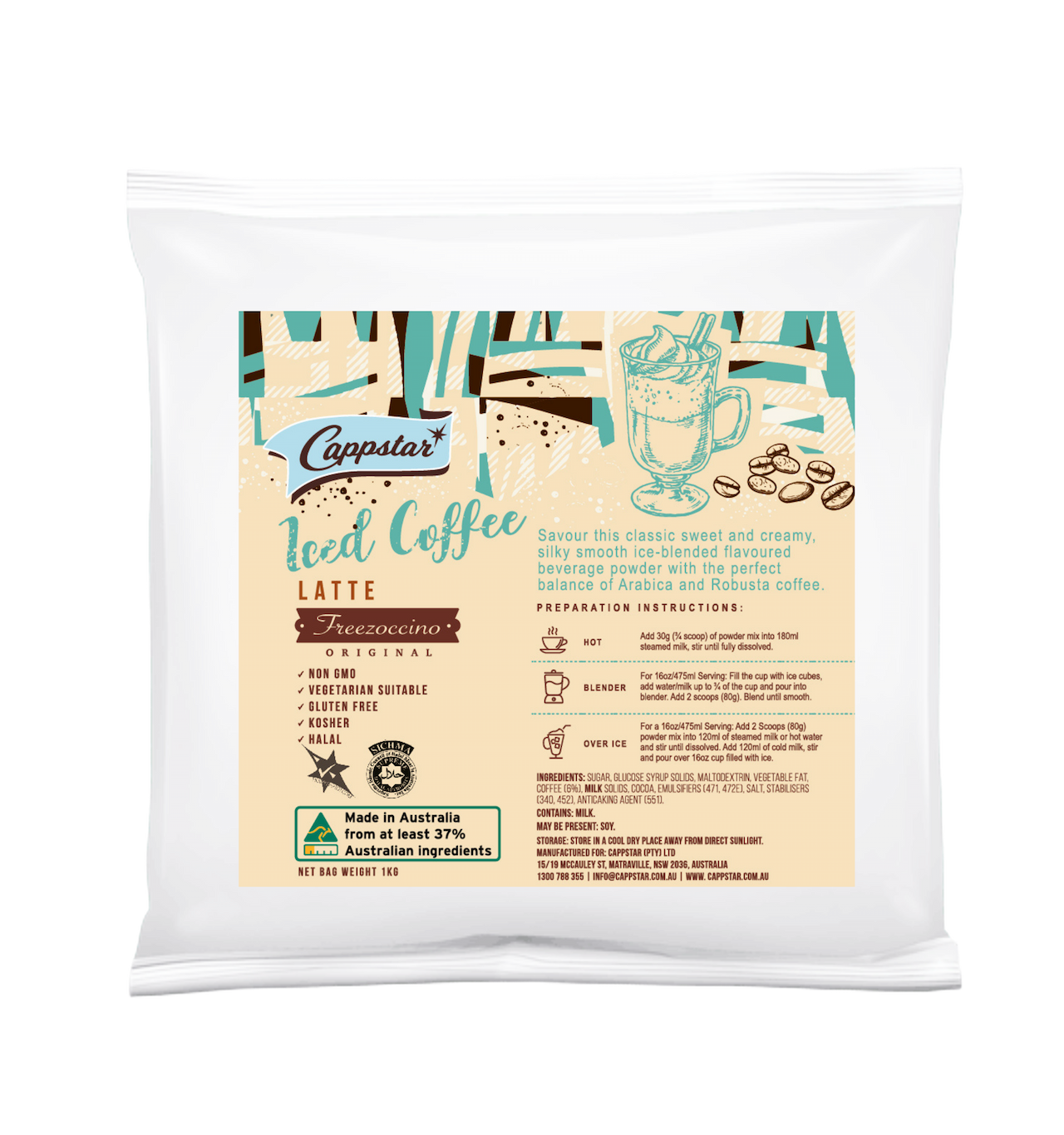 Cappstar iced coffee latte package on a white background