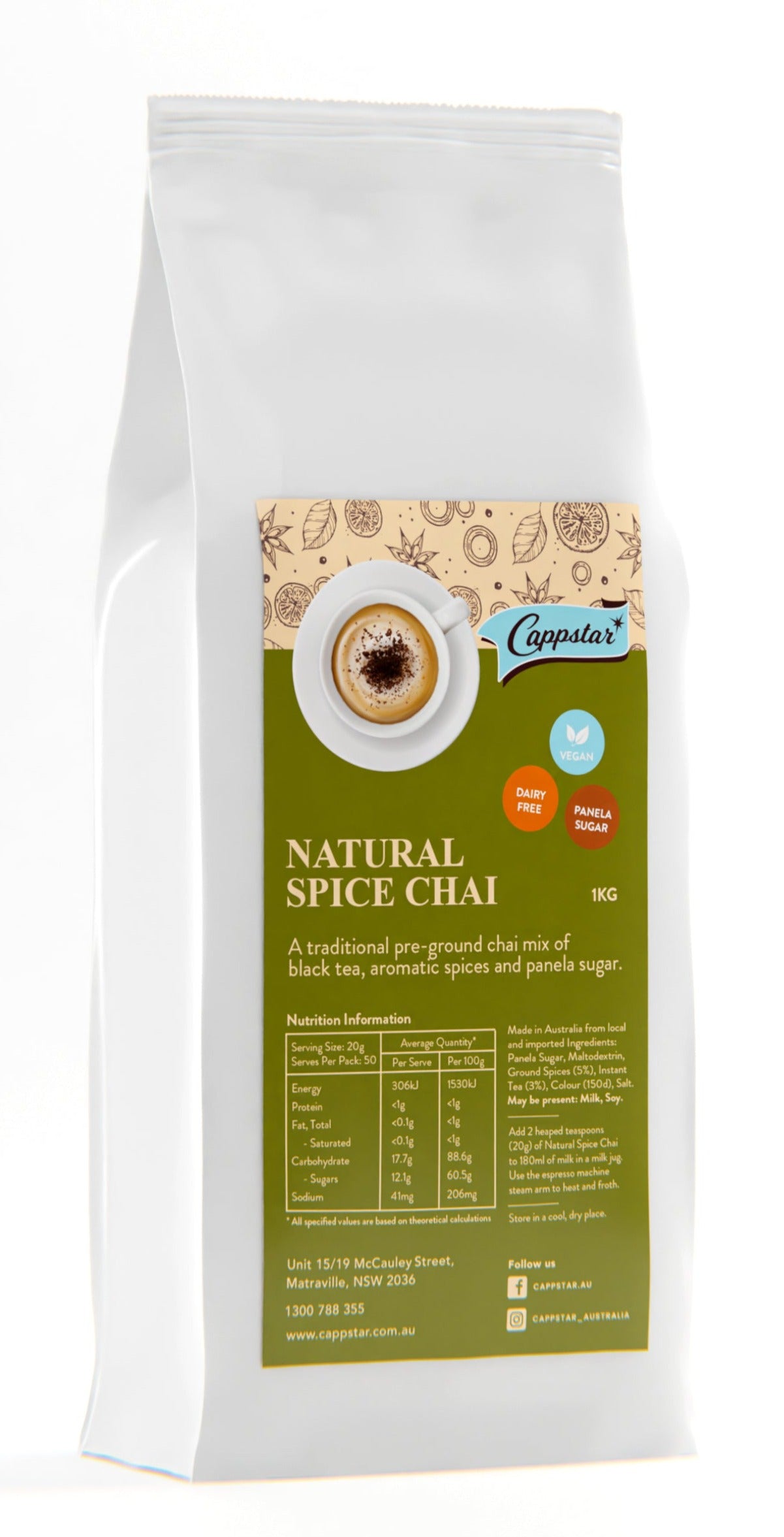 Natural Spice Chai (with Panela sugar) 1kg bag