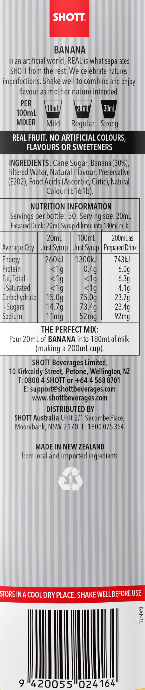 Shott Banana Fruit Smoothie 1Lt