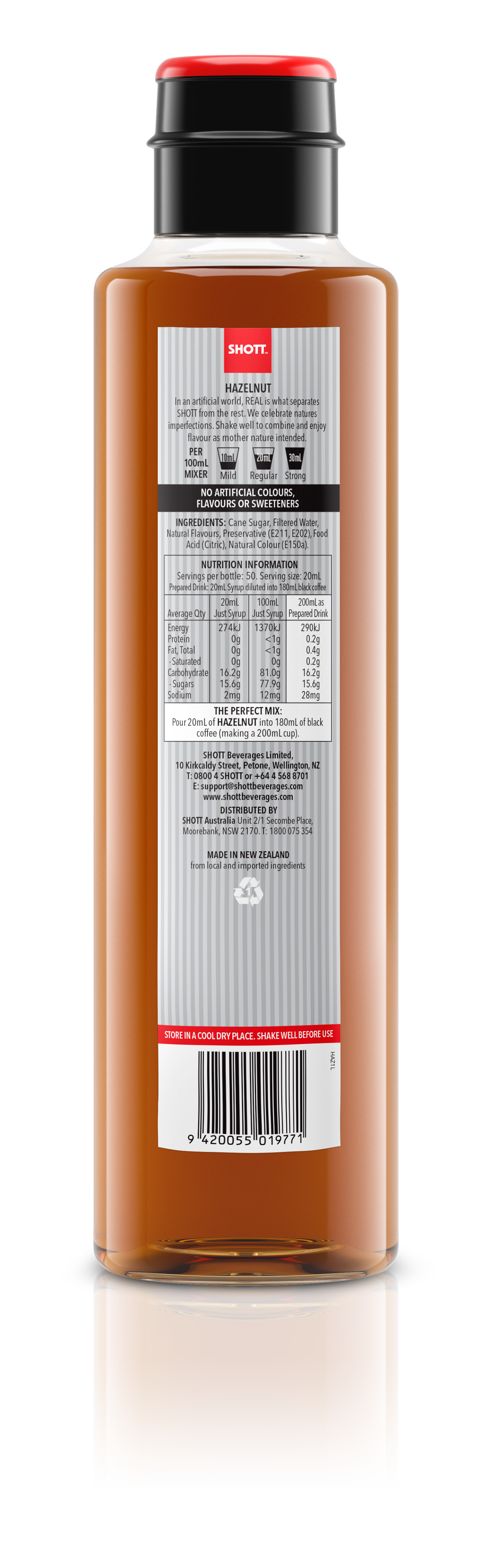 Shott Hazelnut Syrup 1Lt