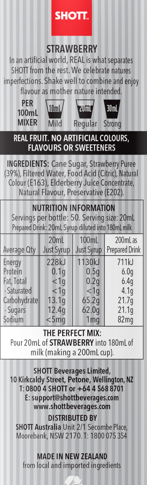 Shott Strawberry Fruit Smoothie 1Lt